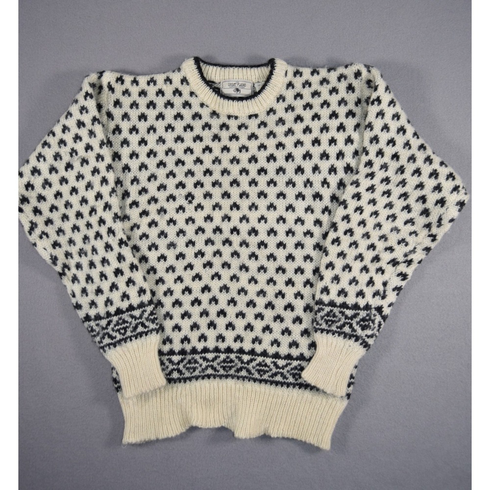 Vintage Great Plains Sweater Womens Medium Wool Birdseye Fair Isle Chunky Knit